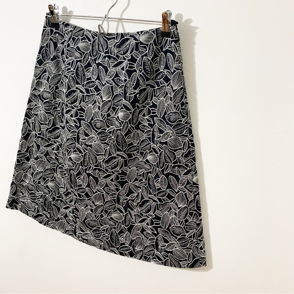 Talbots Cotton Embroidered Foliage Leaf Print Fully Lined A-line Skirt Side Zip - Picture 2 of 11